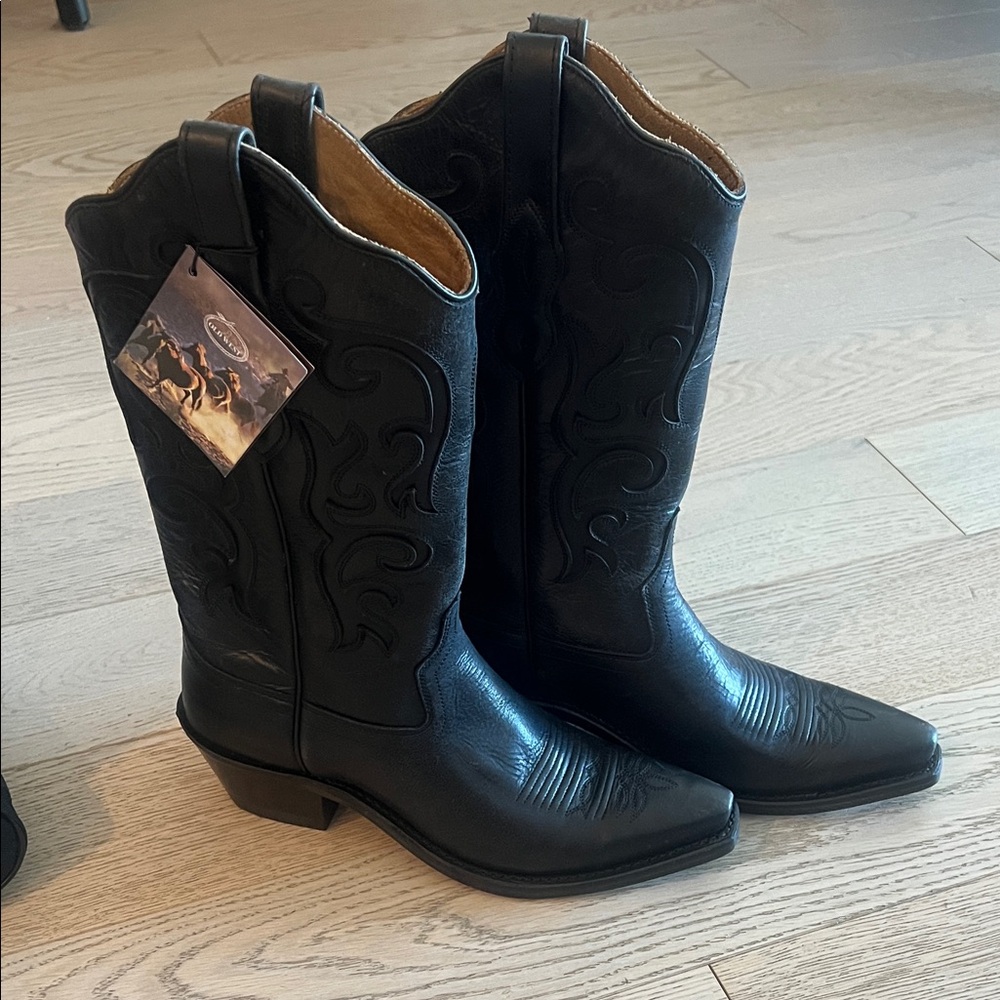 Old West Black Cowboy Boots